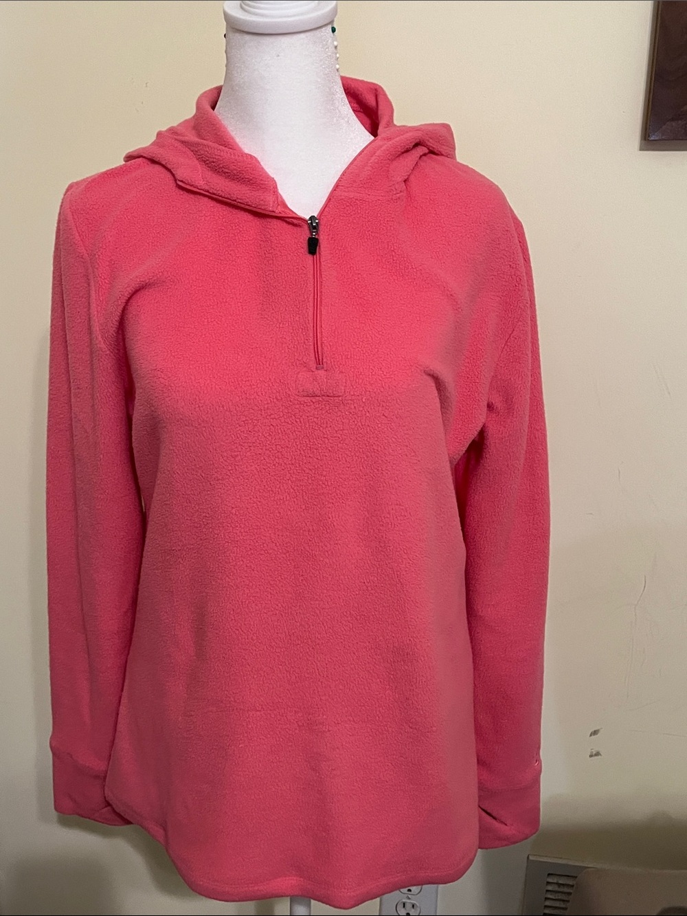 Cuddl Duds Coral Pink Half-Zip Fleece Hoodie
